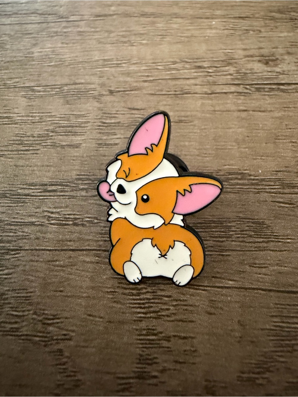 Pink & Orange Corgi Enamel Pin - Cute Small Pets Accessory